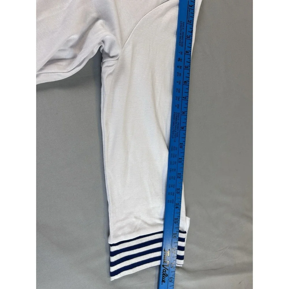 Jones‎ New York Womens XL White Top Nautical Stripe 3/4 Sleeve V Neck
